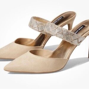 Nine West Tan Heels with Glittering Strap